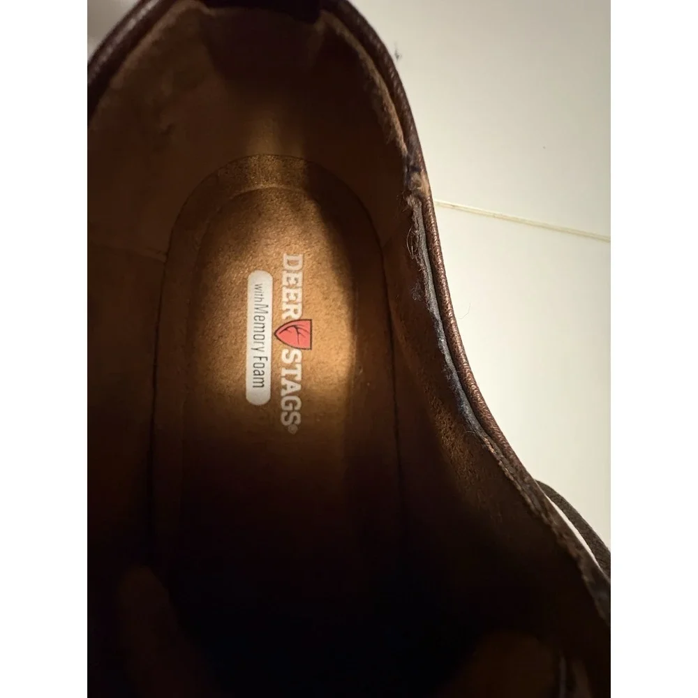 Deer Stags Zander Boys 5M Brown Faux Leather‎ Oxford Dress Shoes Memory Foam